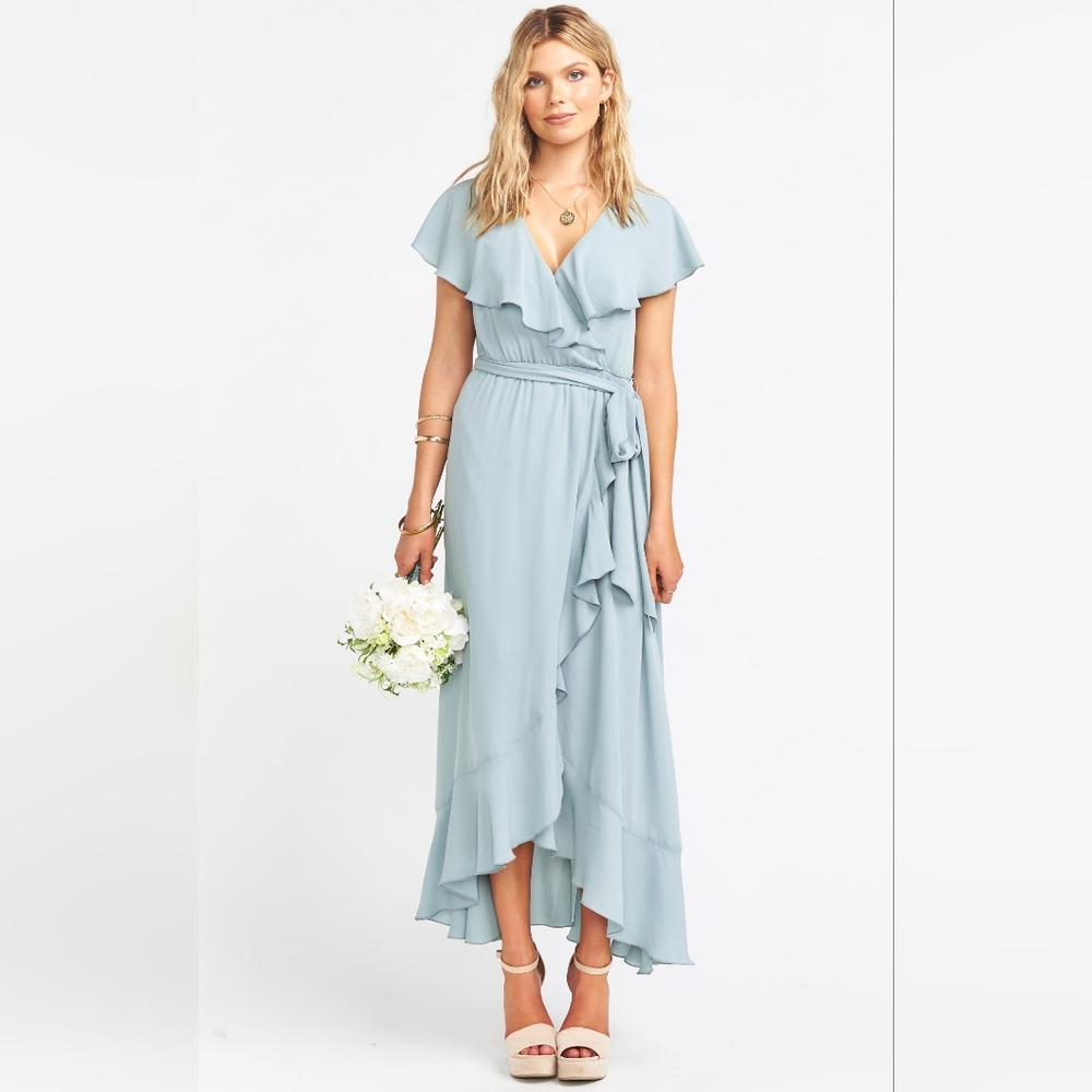 Show Me Your Mumu - Jess Ruffle Midi Dress - Teal / Sage - XL